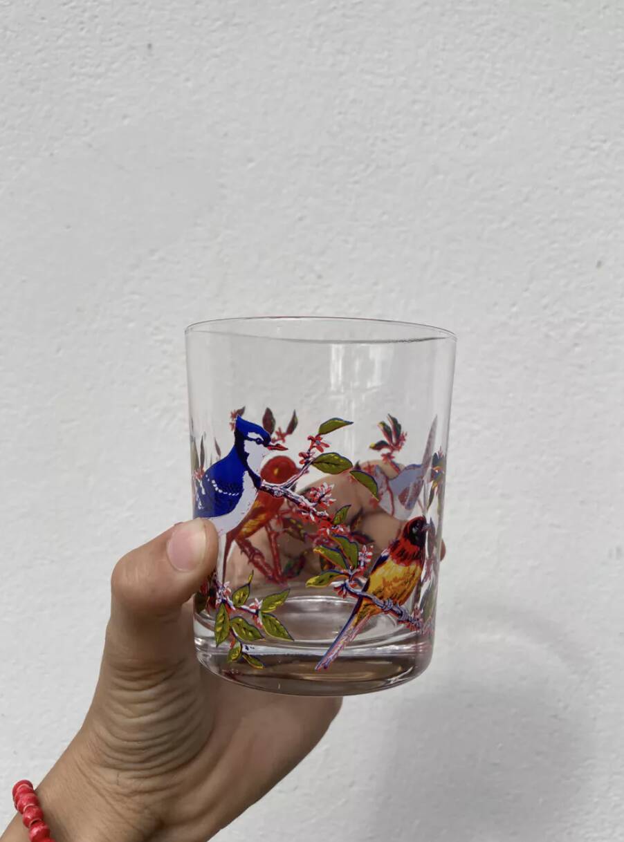 Vintage bird water glasses