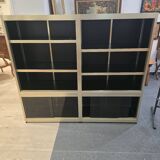 Bibliothèque design années 70 metal doré bois laqué