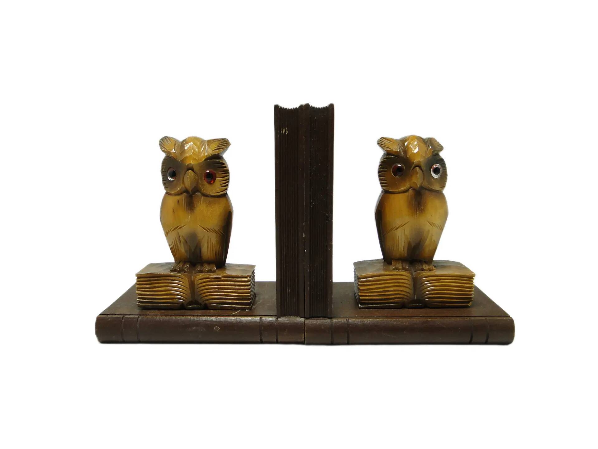 Pair of bookends, mid-century modern, beech, Czechoslovakia, 1950s