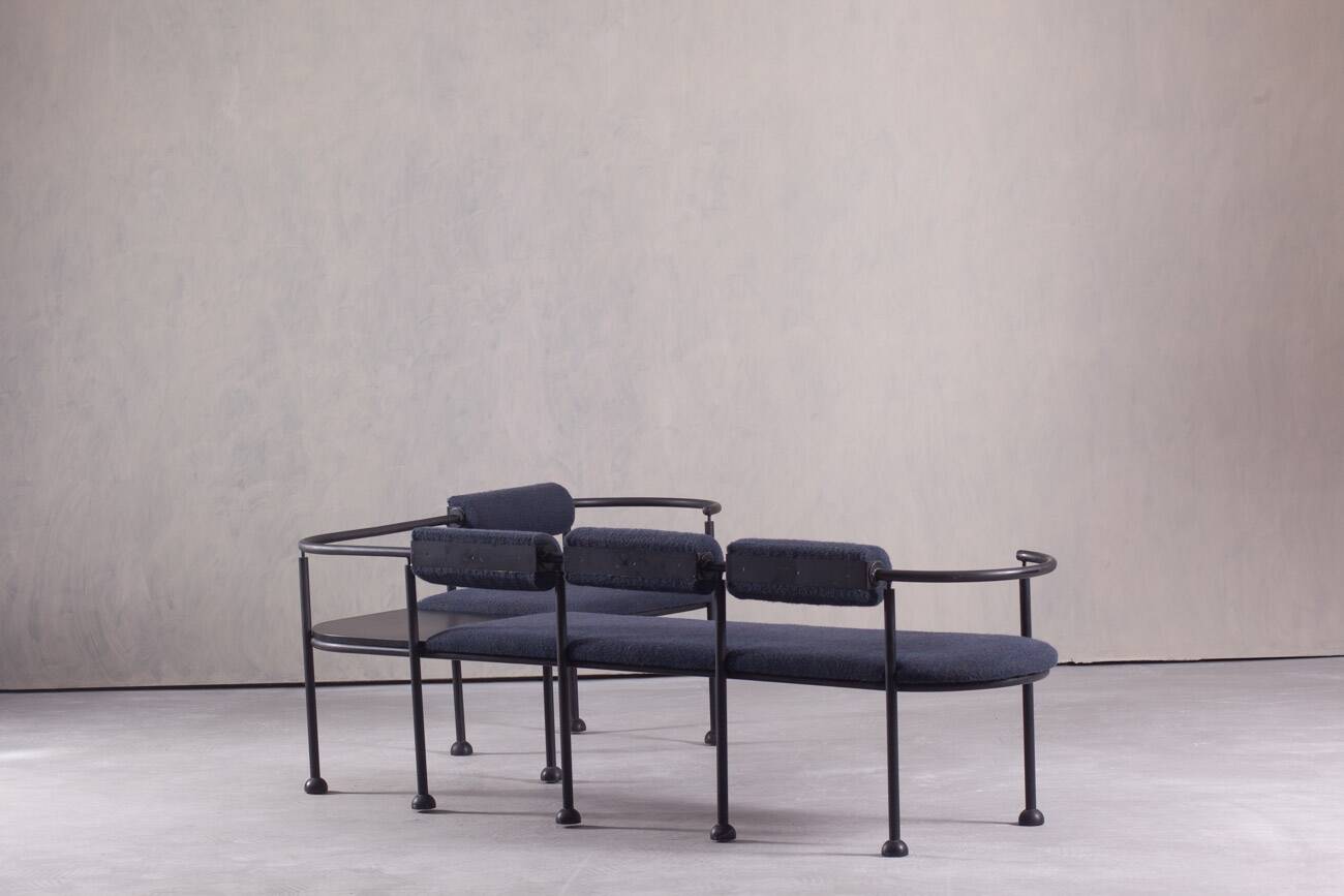 Postmodern steel and fabric bench, Italy, 1990s