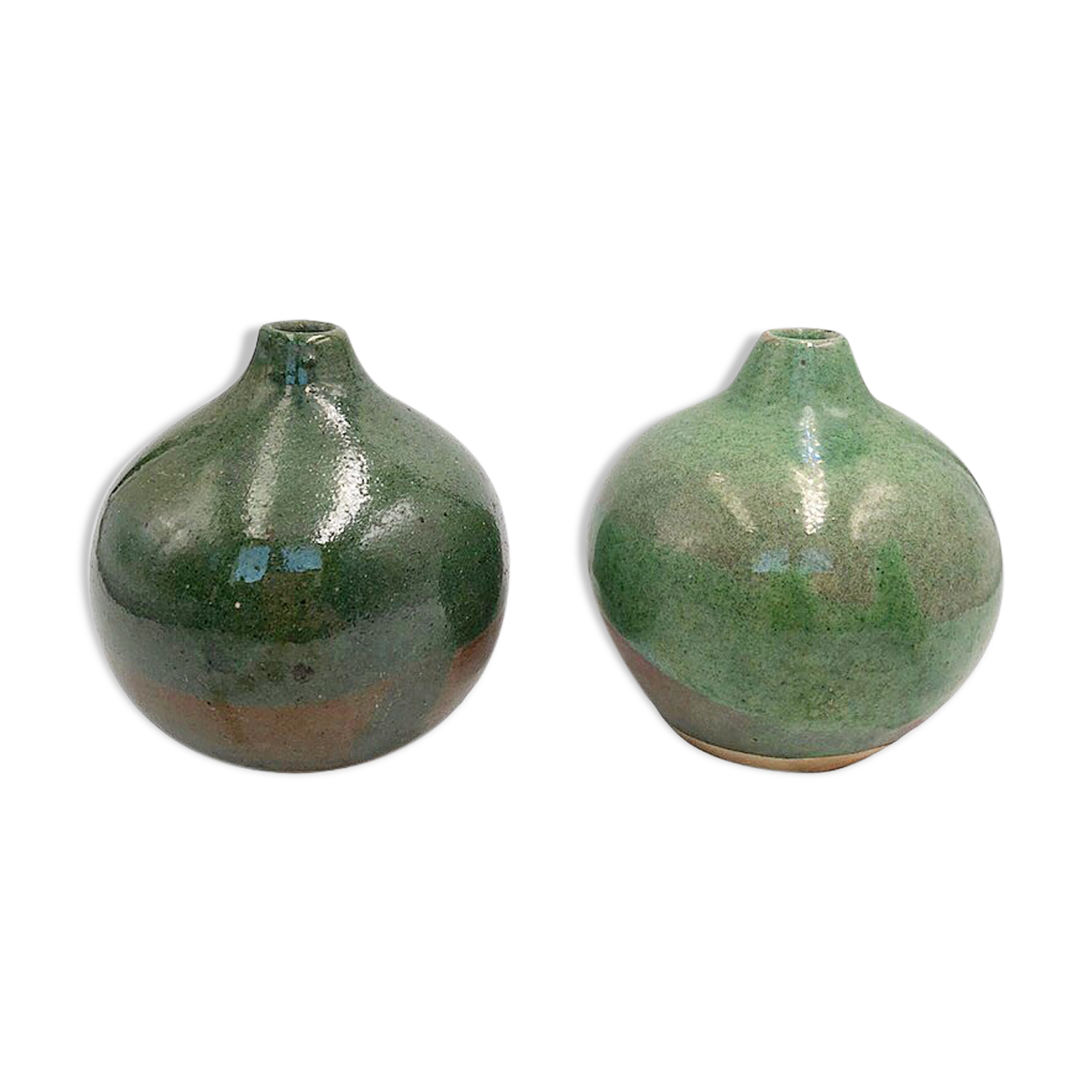 Two handcrafted enamelled ceramic vases