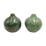 Two handcrafted enamelled ceramic vases