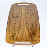 Serving Trolley Made In Rosewood With Wicker Shelf By Johannes Andersen For CFC Silkeborg From 1950s