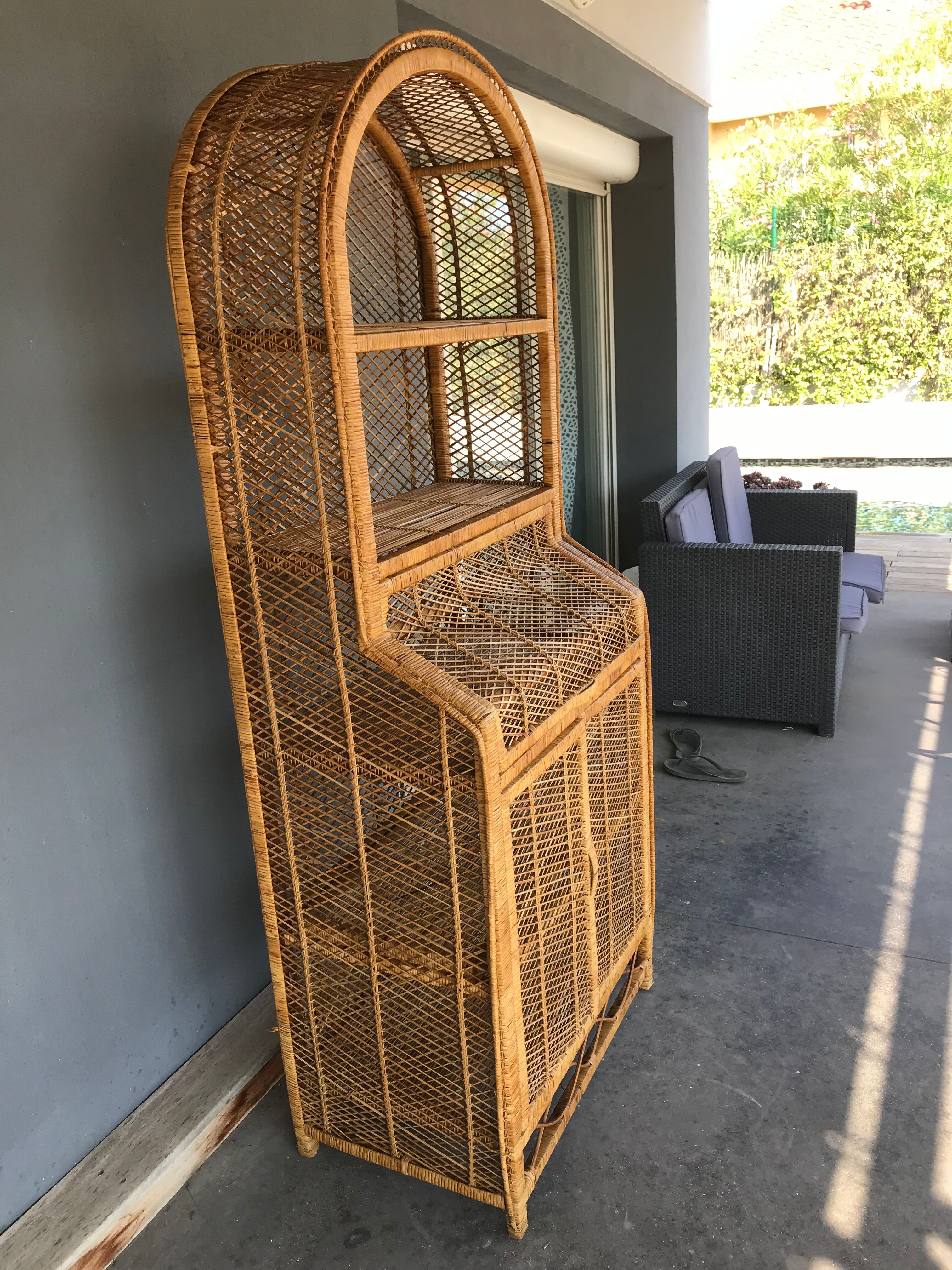 Vintage rattan bookcase