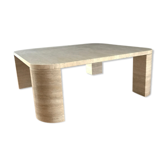Mid century square travertine coffee table
