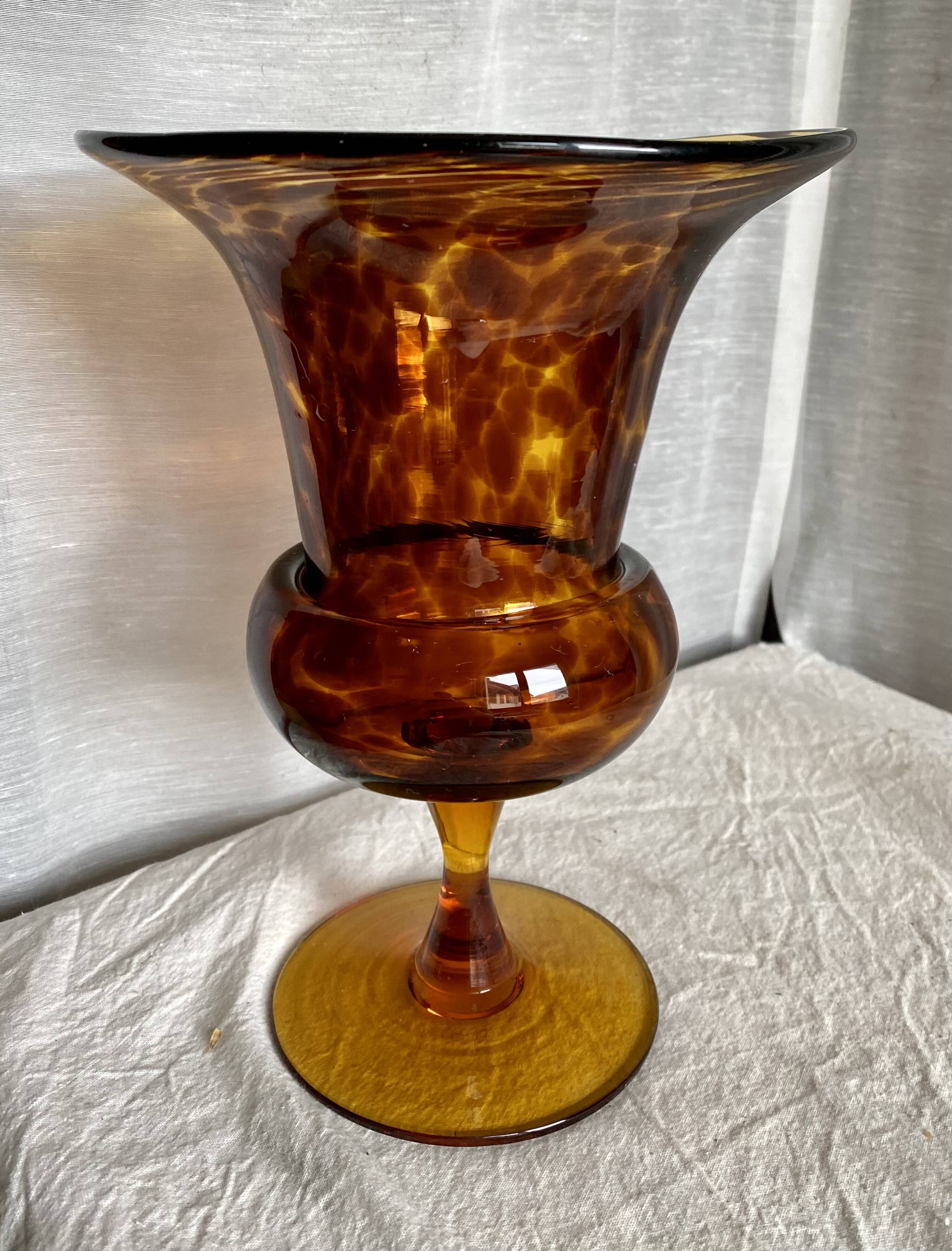 Vintage 1960s "tortoiseshell" blown glass vase