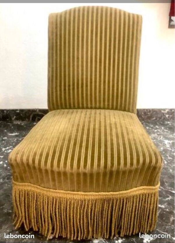 Fauteuil crapaud boudoir art déco vintage vert kaki