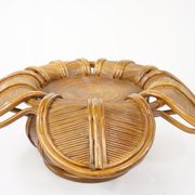 60s Italian design flower coffee table in rattan and glass marquetry