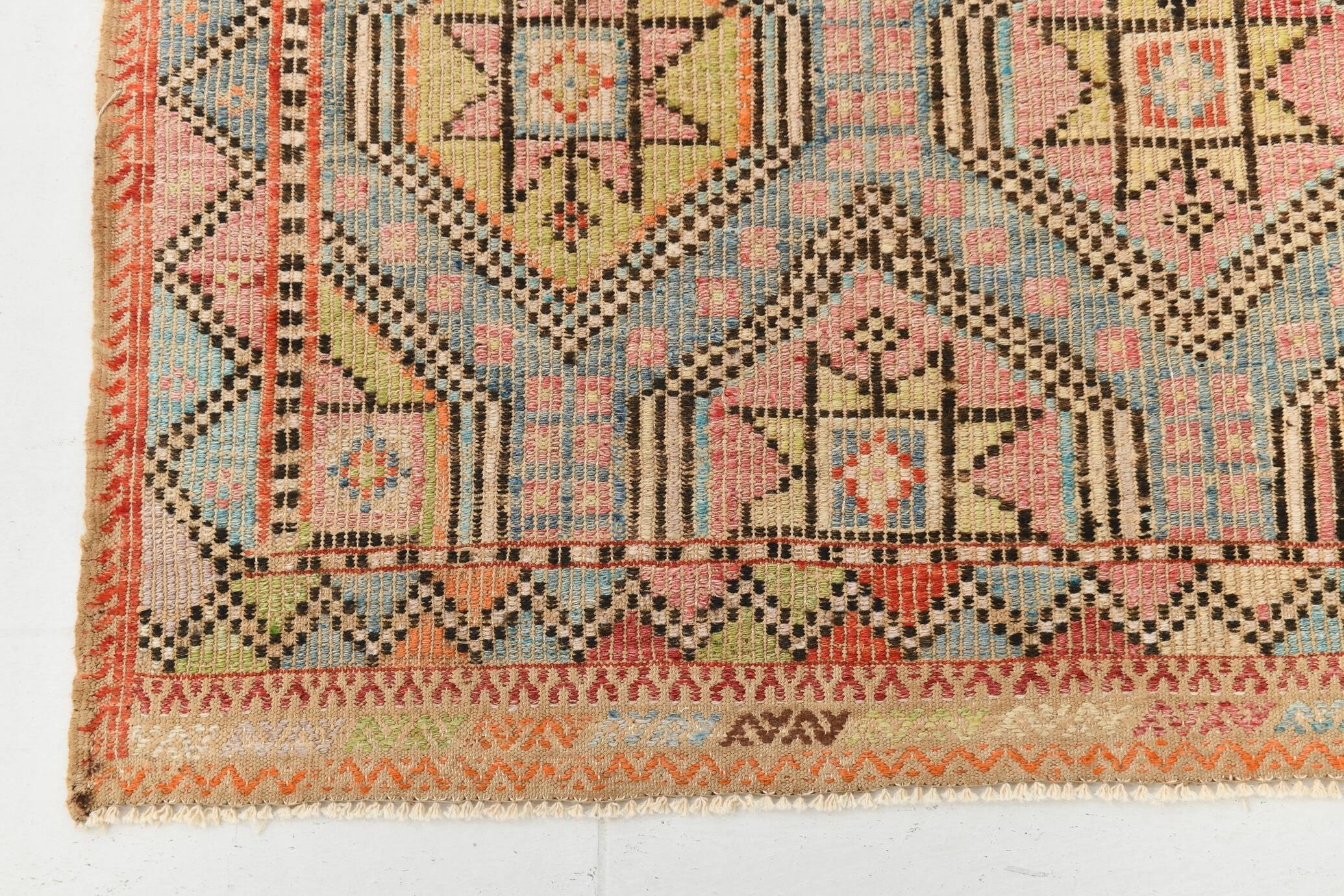 6x10 Kilim Cream Turkish Kilim Rug, 189x300Cm