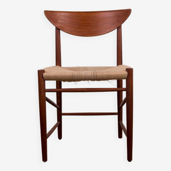 6 Danish teak chairs in new rope model 316 by Peter Hvidt for Soborg 1960.