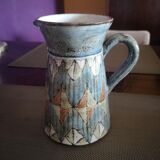 Enamelled ceramic pitcher - Signed Pérot