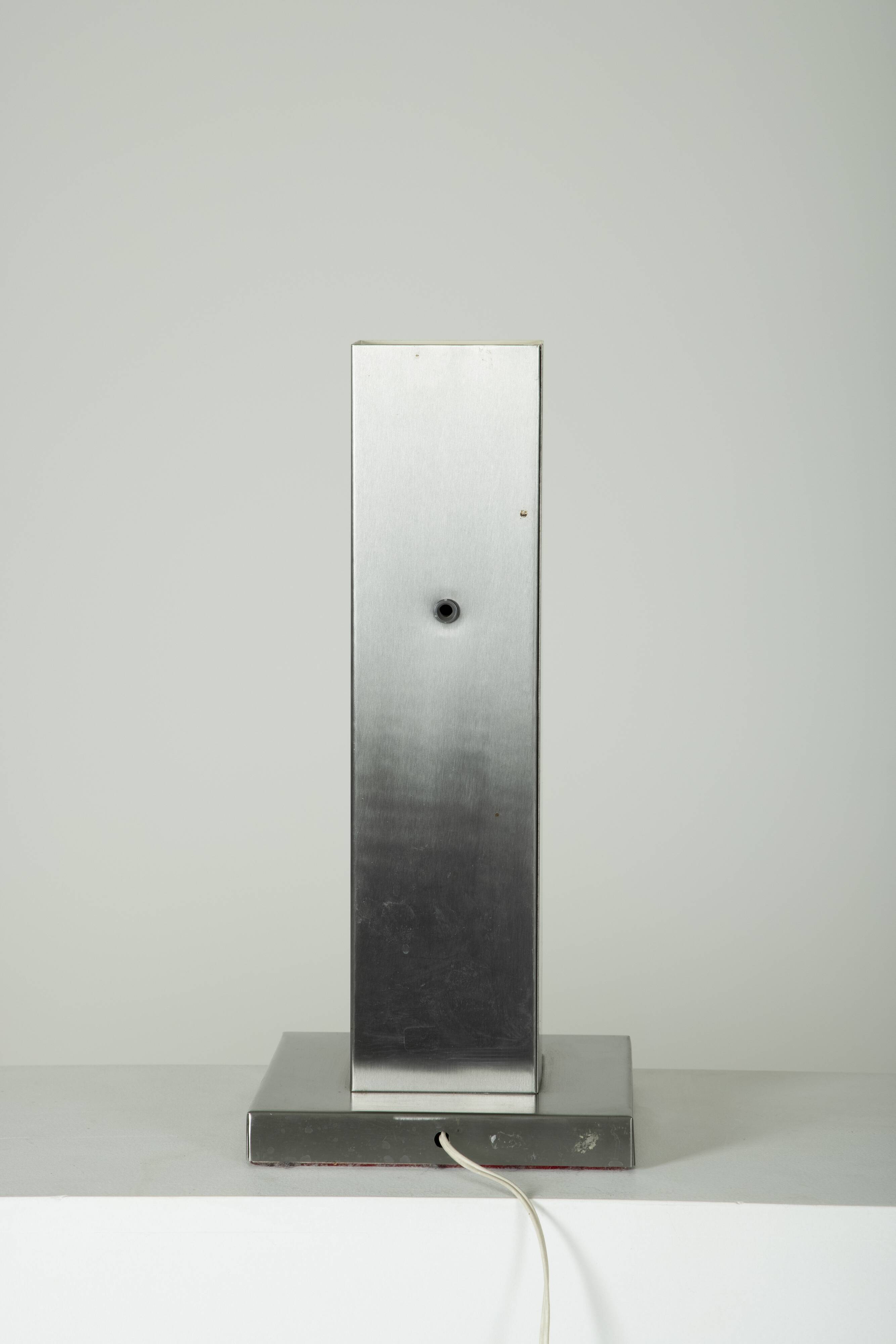 Brushed aluminum table lamp, France 1970s