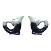 Two swan-shaped vases in glazed ceramic vintage 30/40s