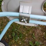 Old children's tricycle toy metal blue & white 70s vintage