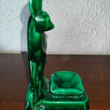 Saint Clement earthenware ashtray representing 1 doe signed Green