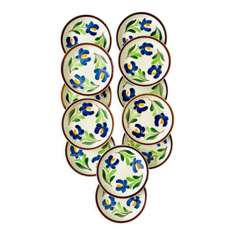 Set of 12 vintage dessert plates Gien France Cadiz collection