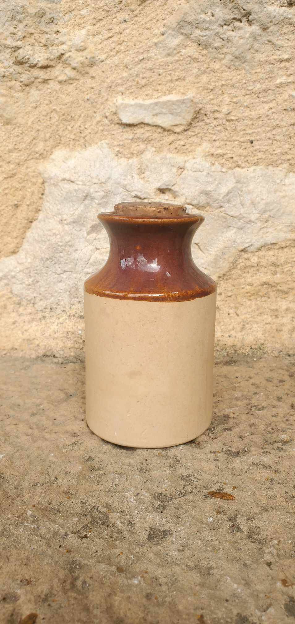 Set of 3 two-tone stoneware pots