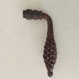 Twisted door handle in solid wrought iron, antique.