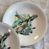 8 old plates Sarreguemines cubist décor