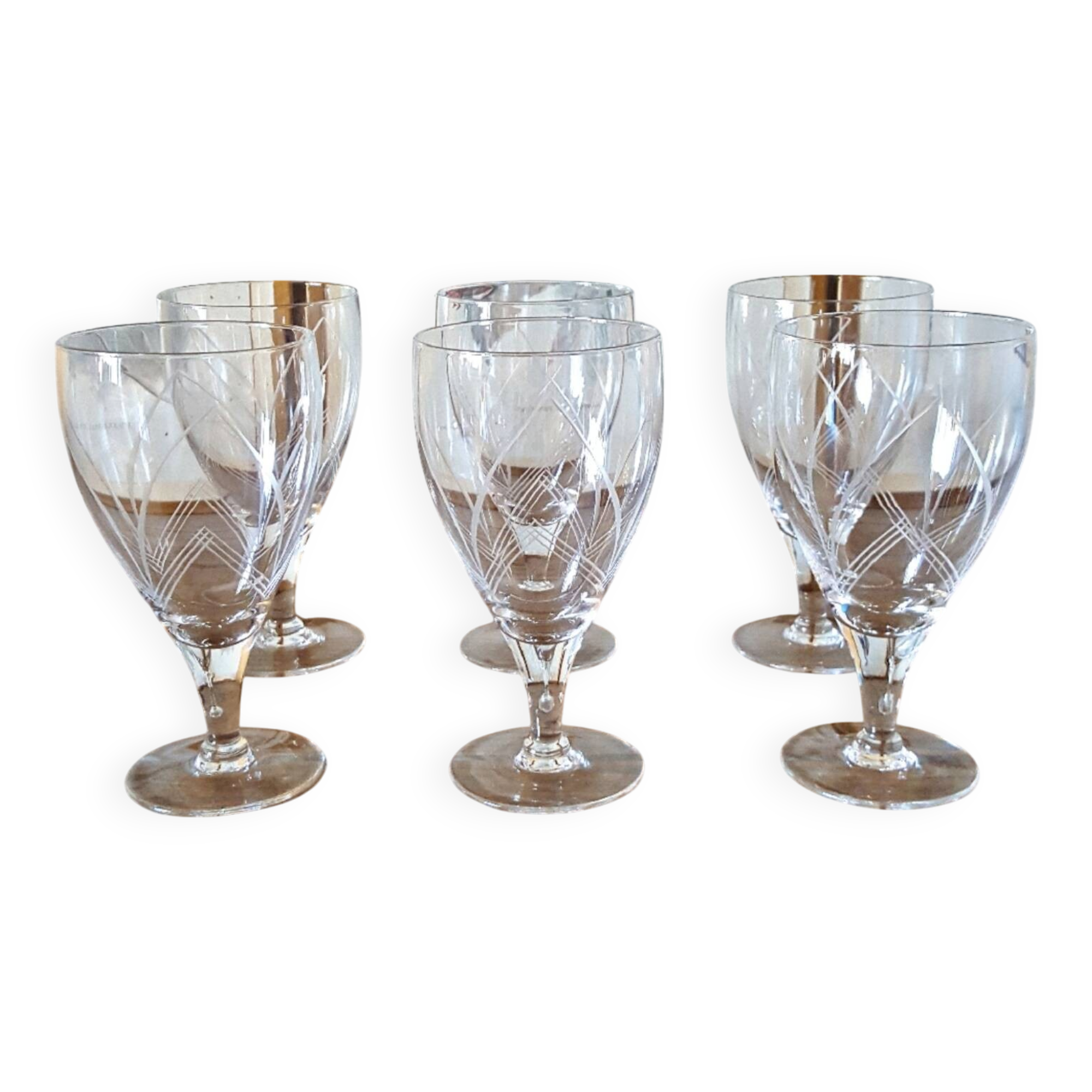 Vintage Etched Crystal Wine Glasses