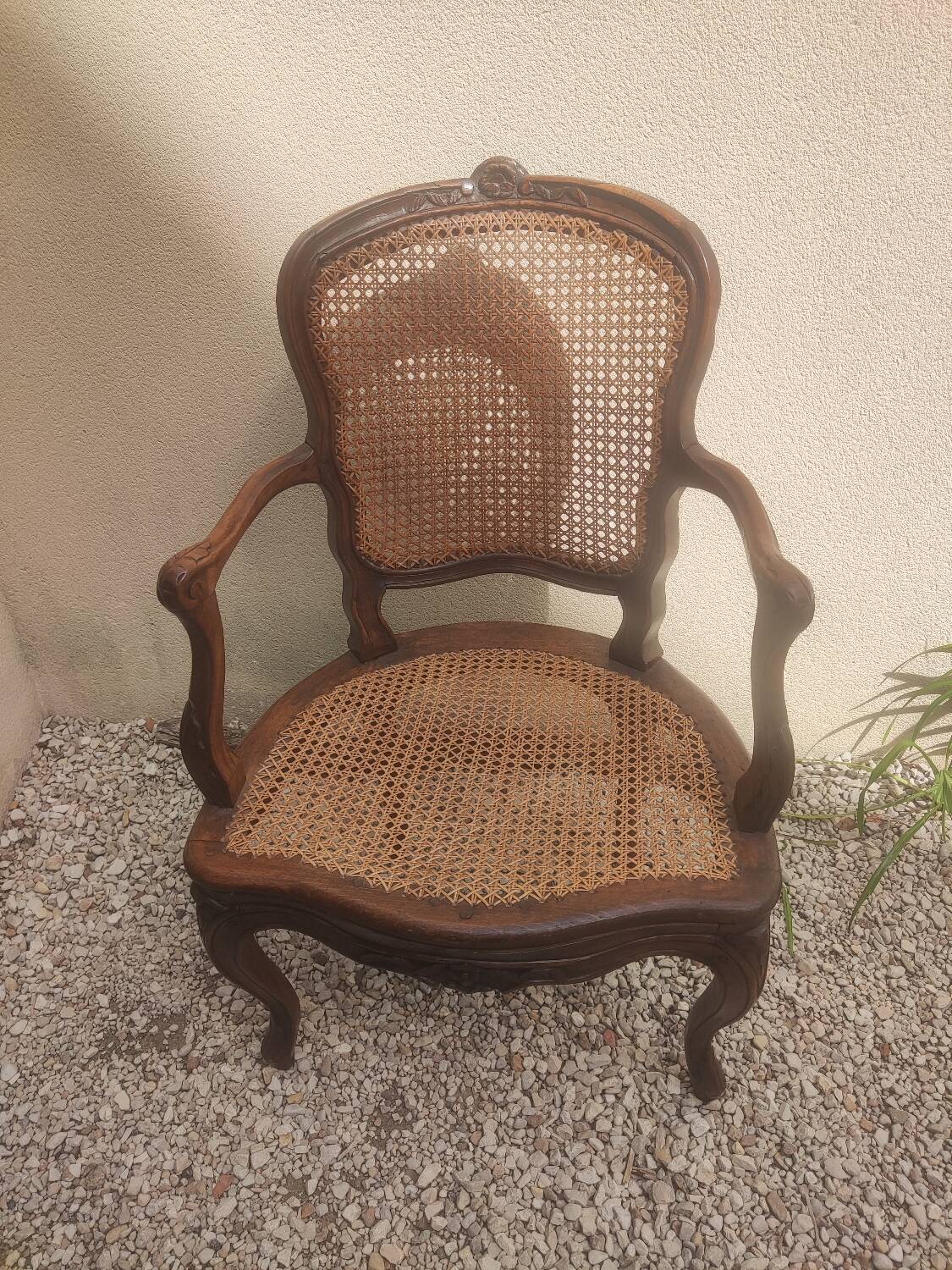 18th century walnut armchair stamped