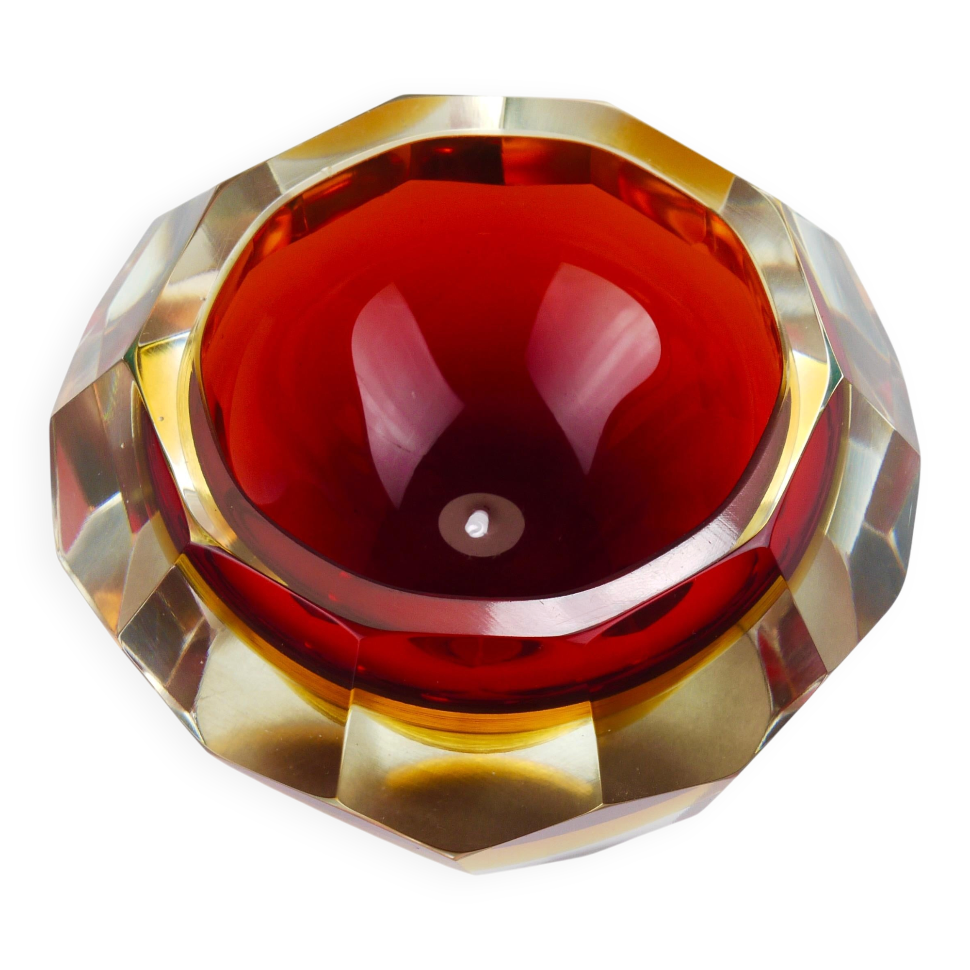 Mandruzzato Sommerso Bol Facetté en Verre Murano pour Caviar, Italie, 1960s