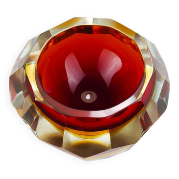 Mandruzzato Sommerso Bol Facetté en Verre Murano pour Caviar, Italie, 1960s