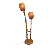 Louis Sognot rattan and wicker floor lamp, France, 1960s
