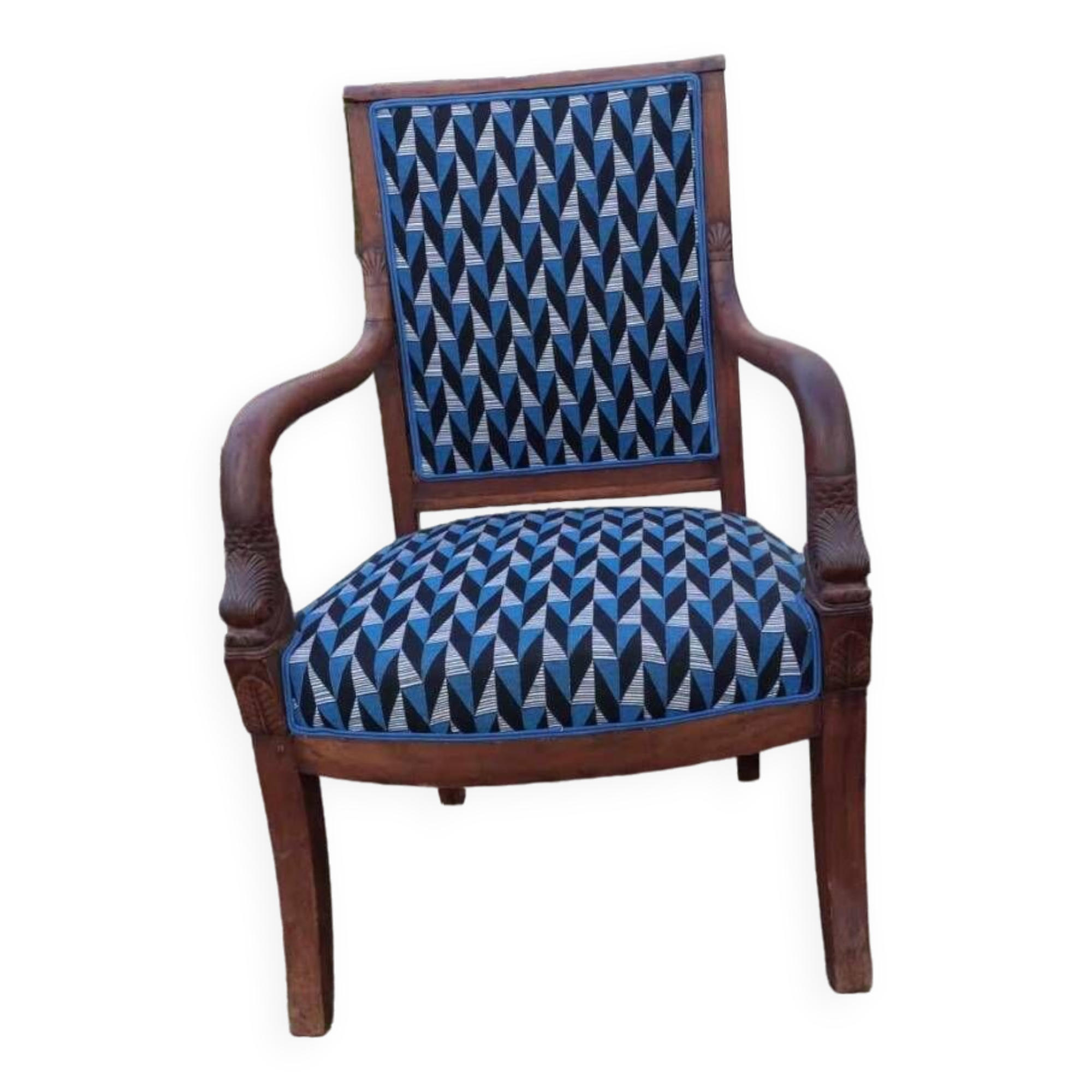 Reupholstered Empire style armchair