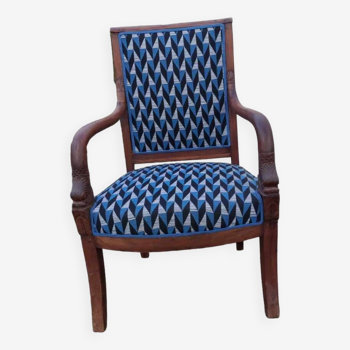 Reupholstered Empire style armchair