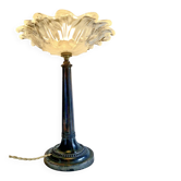 Ancienne lampe Art Nouveau Déco régule cuivré vasque fleur R Frontisi