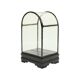 Small ancient chinese bell jar display curved glass black wooden base 21cm
