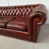 Sofa chesterfield brown leather four seats