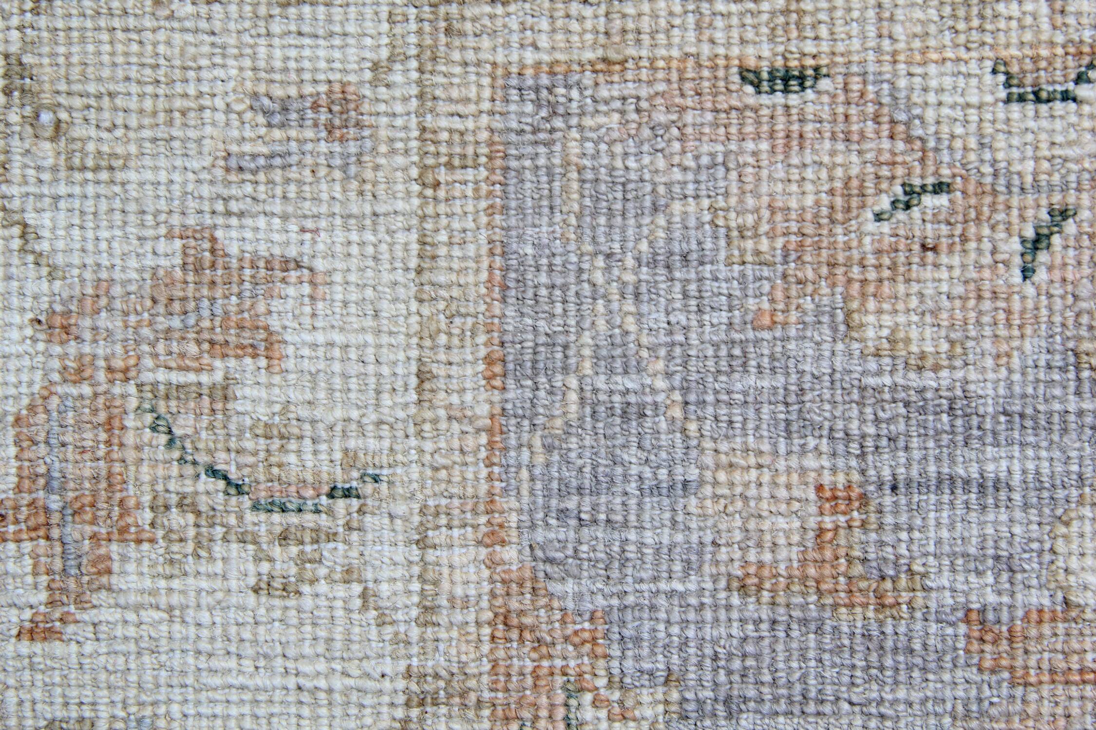 Handmade Beige & Grey Wool Runner Rug, Oriental Hallway Carpet 70x292 cm