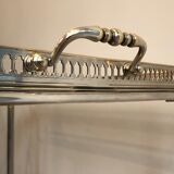 Silver brass rolling table with removable trays