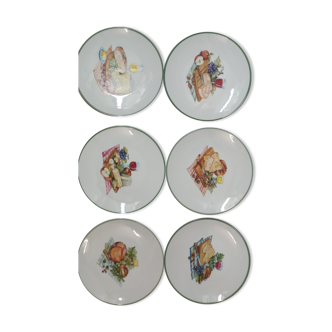 6 assiettes à fromage Limoges Porcelaine de sologne