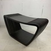 Banc ou table basse à lattes en bois ondulé et courbé, style néerlandais post-moderne, années 1970