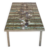 Table basse en mosaïque d'ardoise et de céramique