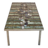 Table basse en mosaïque d'ardoise et de céramique