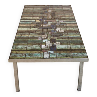 Table basse en mosaïque d'ardoise et de céramique