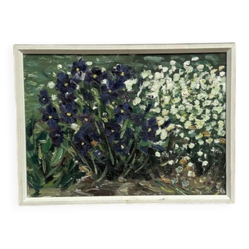 Swedish Mid-Century Oil on panel – "Floral Study" by A. Folke, Vintage 33×24cm