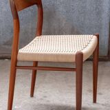 2x Niels O. Møller dining chair in teak Model 75, 1960s Denmark
