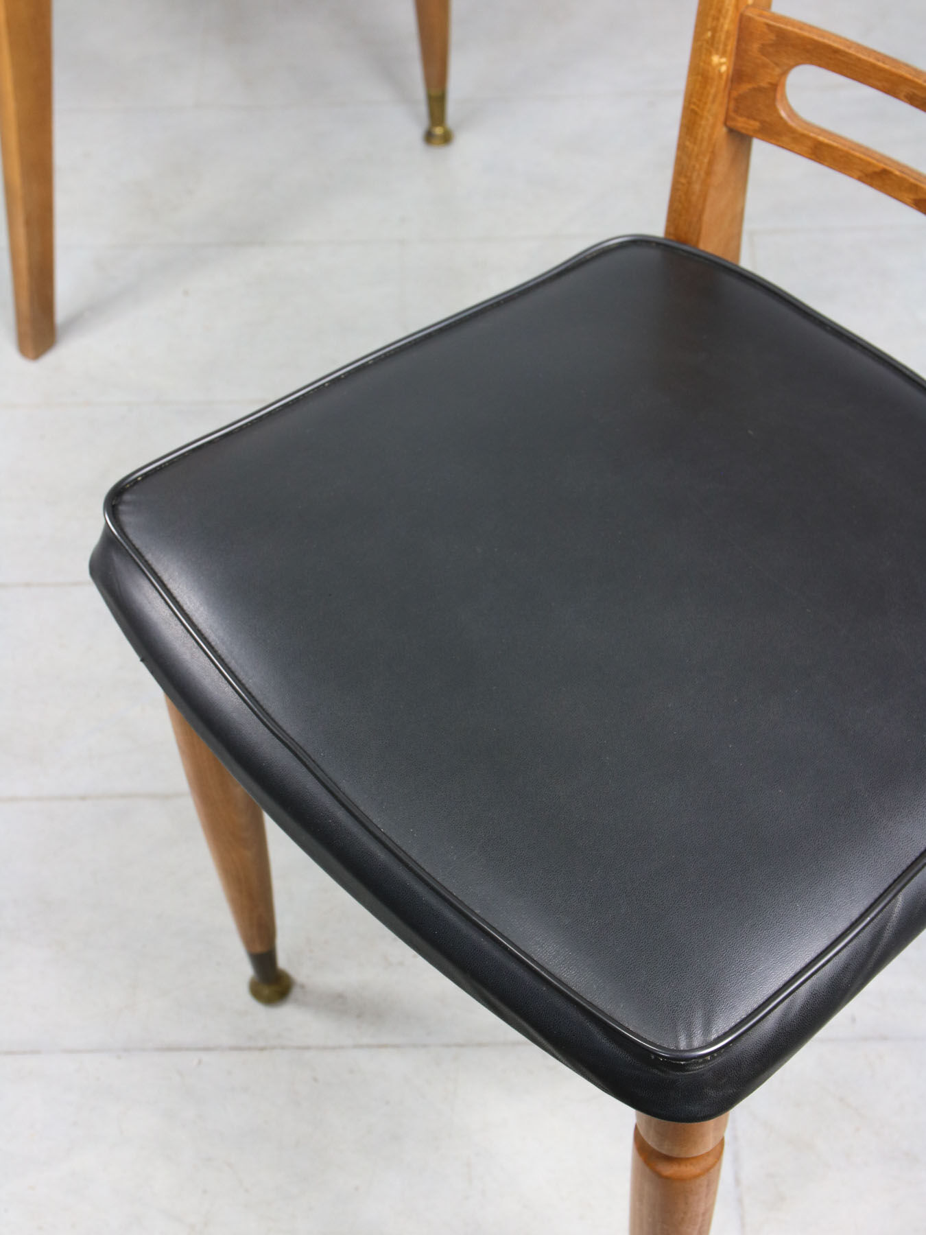 Vintage wooden & brass dining chairs