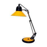 Aluminor desk lamp,vintage 70s, in orange-yellow and black lacquered metal. Good condition.