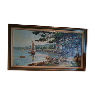 Robert Perrot, oil on canvas, lakeside