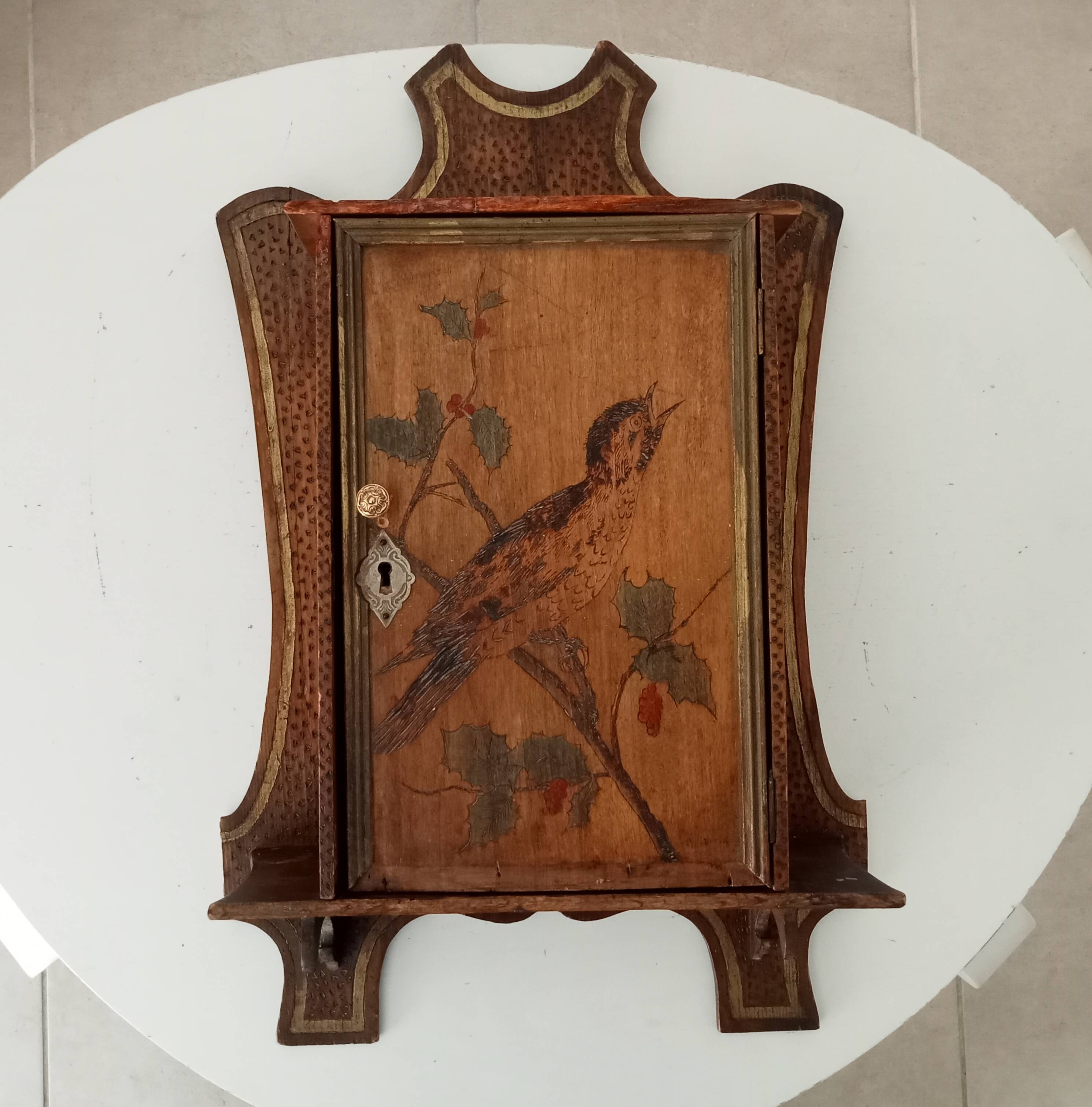 Antique wall cabinet folk art