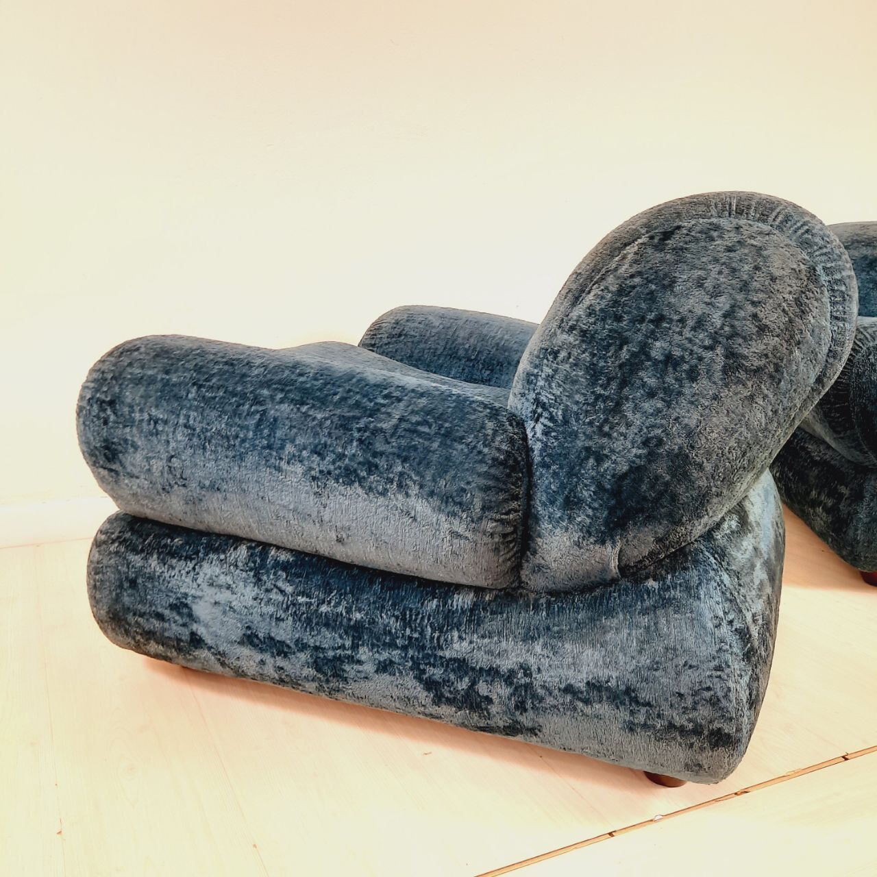 Pair of armchair - vintage - 1960s / 70s - petrol blue color.