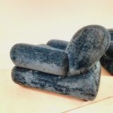 Pair of armchair - vintage - 1960s / 70s - petrol blue color.