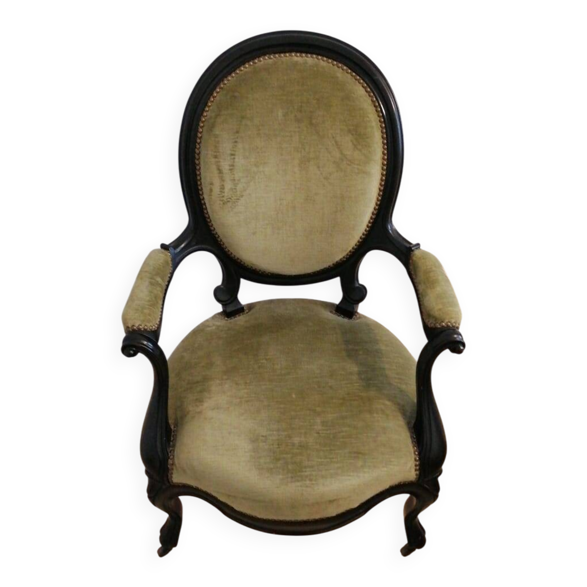 Set of 2 vintage green velvet armchairs – Elegance and comfort