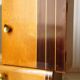 Asymmetrical art deco wall cabinet, drawer & mirror
